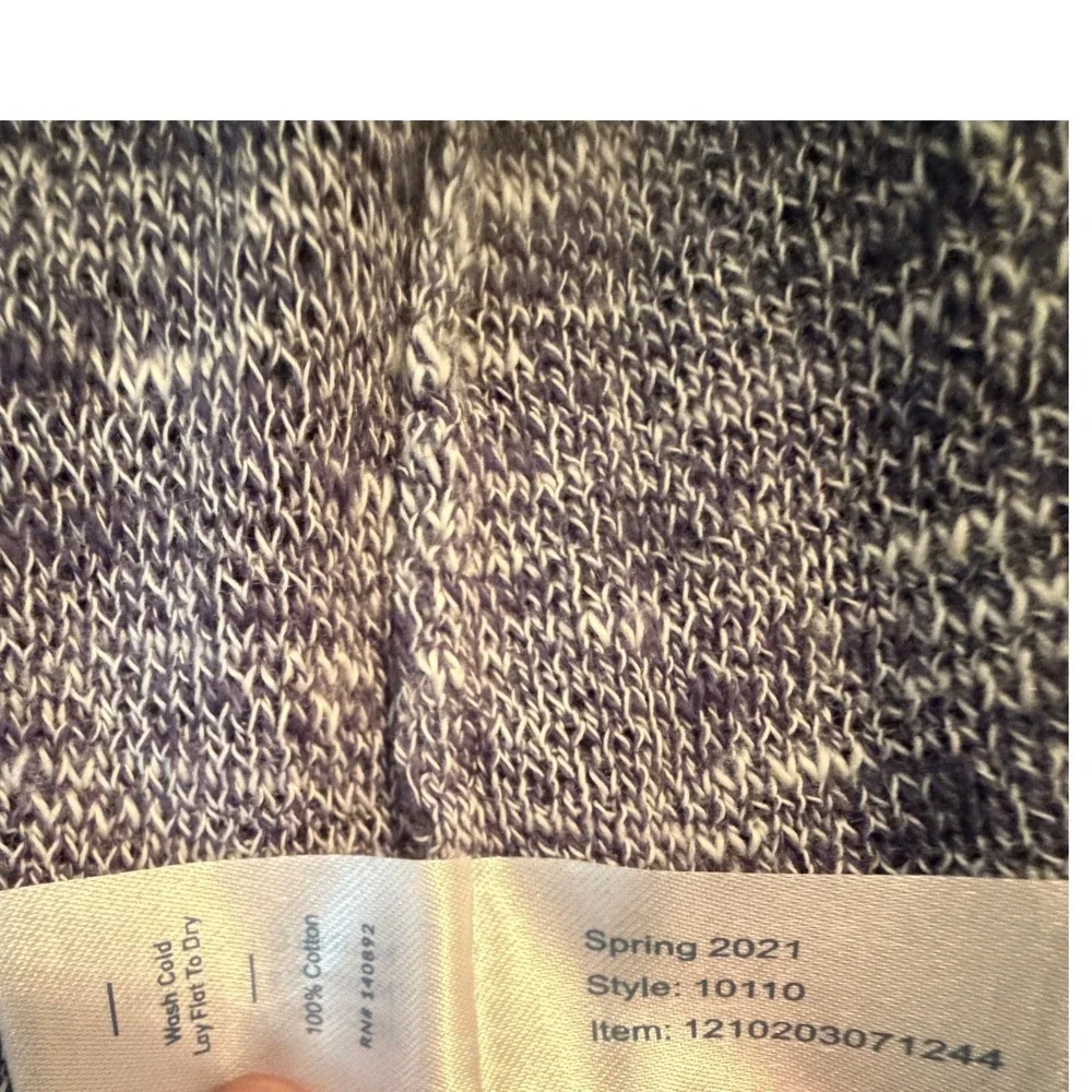 MARINE LAYER Blue White Marled Open Front Cardigan Sweater Small
